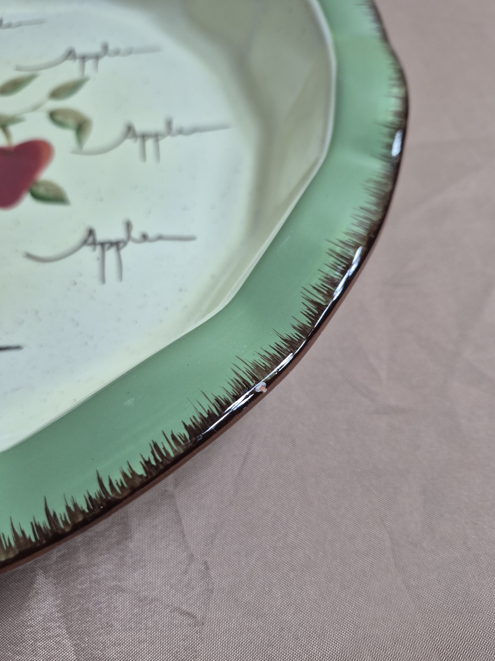 Vintage Home Interiors Apple Orchard Ceramic Pie Plate Scalloped Farmhouse Decor - Picture 7 of 7